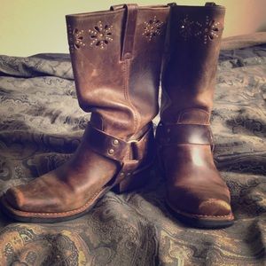 Frye moto style boots great detail